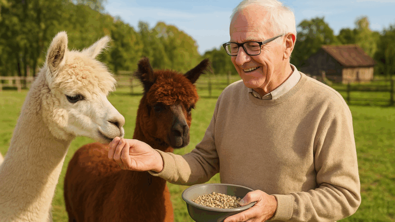 Senior karmi alpakę