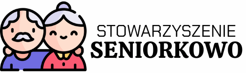 Obraz para seniorów oraz napis Stowarzyszenie Seniorkowo